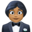 woman in tuxedo: medium-dark skin tone on Facebook