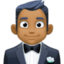 man in tuxedo: medium-dark skin tone on Facebook