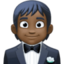 person in tuxedo: dark skin tone on Facebook