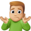 man shrugging: medium-light skin tone on Facebook