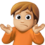 person shrugging: medium-light skin tone on Facebook
