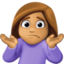 woman shrugging: medium skin tone on Facebook
