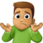 man shrugging: medium skin tone on Facebook