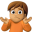 person shrugging: medium skin tone on Facebook