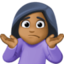 woman shrugging: medium-dark skin tone on Facebook