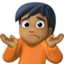 person shrugging: medium-dark skin tone on Facebook