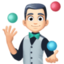 man juggling: light skin tone on Facebook
