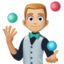 man juggling: medium-light skin tone on Facebook