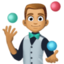 man juggling: medium skin tone on Facebook