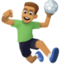 man playing handball: medium skin tone on Facebook