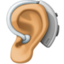 ear with hearing aid: medium skin tone on Facebook