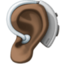 ear with hearing aid: dark skin tone on Facebook