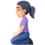 woman kneeling: light skin tone on Facebook