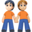 people holding hands: light skin tone, medium-light skin tone on Facebook