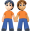 people holding hands: light skin tone, medium skin tone on Facebook