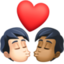 kiss: person, person, light skin tone, medium-dark skin tone on Facebook