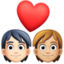 couple with heart: person, person, light skin tone, medium-light skin tone on Facebook