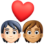 couple with heart: person, person, light skin tone, medium skin tone on Facebook