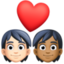 couple with heart: person, person, light skin tone, medium-dark skin tone on Facebook