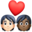 couple with heart: person, person, light skin tone, dark skin tone on Facebook
