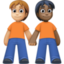 people holding hands: medium-light skin tone, dark skin tone on Facebook