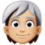 person: medium-light skin tone, white hair on Facebook