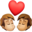 kiss: person, person, medium-light skin tone, medium skin tone on Facebook