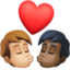 kiss: person, person, medium-light skin tone, dark skin tone on Facebook