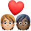couple with heart: person, person, medium-light skin tone, dark skin tone on Facebook