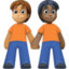 people holding hands: medium skin tone, dark skin tone on Facebook