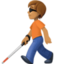 person with white cane: medium skin tone on Facebook