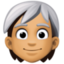 person: medium skin tone, white hair on Facebook
