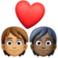 couple with heart: person, person, medium skin tone, dark skin tone on Facebook