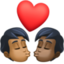kiss: person, person, medium-dark skin tone, dark skin tone on Facebook