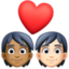 couple with heart: person, person, medium-dark skin tone, light skin tone on Facebook
