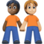 people holding hands: dark skin tone, medium-light skin tone on Facebook