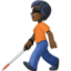 person with white cane: dark skin tone on Facebook