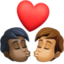 kiss: person, person, dark skin tone, medium skin tone on Facebook