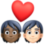 couple with heart: person, person, dark skin tone, light skin tone on Facebook