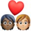 couple with heart: person, person, dark skin tone, medium-light skin tone on Facebook