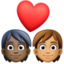 couple with heart: person, person, dark skin tone, medium skin tone on Facebook