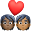 couple with heart: person, person, dark skin tone, medium-dark skin tone on Facebook
