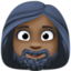 woman: dark skin tone, beard on Facebook