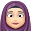 woman with headscarf: light skin tone on Facebook