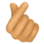 hand with index finger and thumb crossed: medium skin tone on Facebook