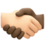 handshake: light skin tone, dark skin tone on Facebook