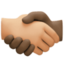 handshake: medium-light skin tone, dark skin tone on Facebook