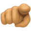 index pointing at the viewer: medium skin tone on Facebook