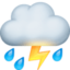 cloud with lightning and rain on Facebook