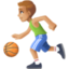 man bouncing ball: medium-light skin tone on Facebook